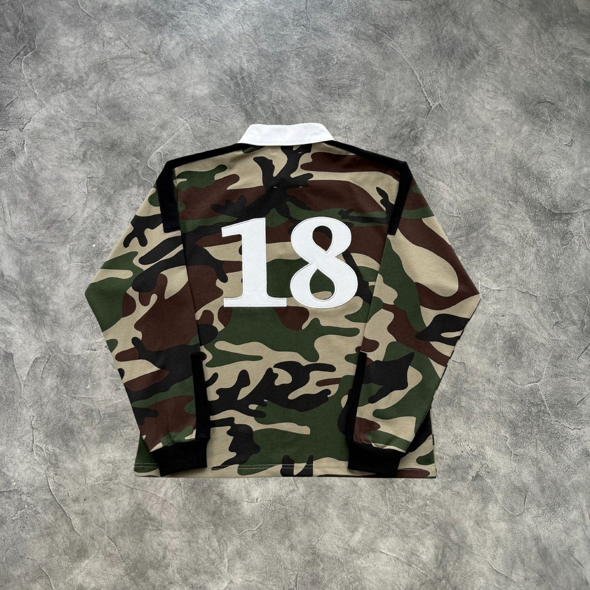 Corteiz Paneled Rugby Long Sleeves Jersey Green Camouflage