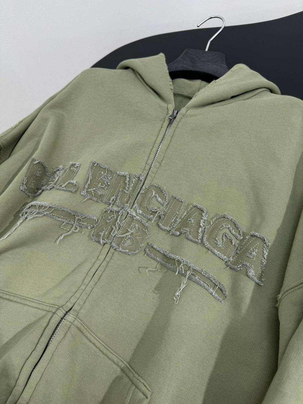 Balenciaga Men's And Women's Spring And Fall Solid Color Embroidery Letter Print Hooded Zipper Long Sleeved Jacket #75772