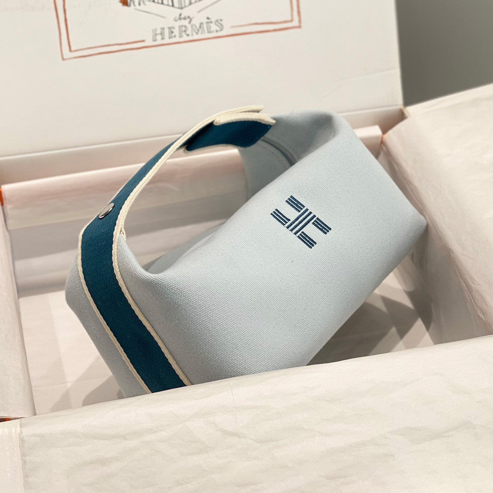 Hermes Classic Casual Color Block Canvas Tote Bag Makeup Bag Toiletry Bag Bags #78245