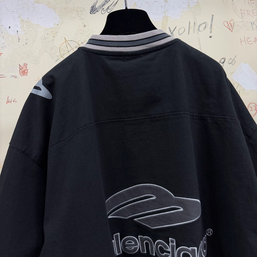 Balenciaga Top-Quality Version Men's 3b Football V-neck T-shirt Oversized Black Anthracite  #336374