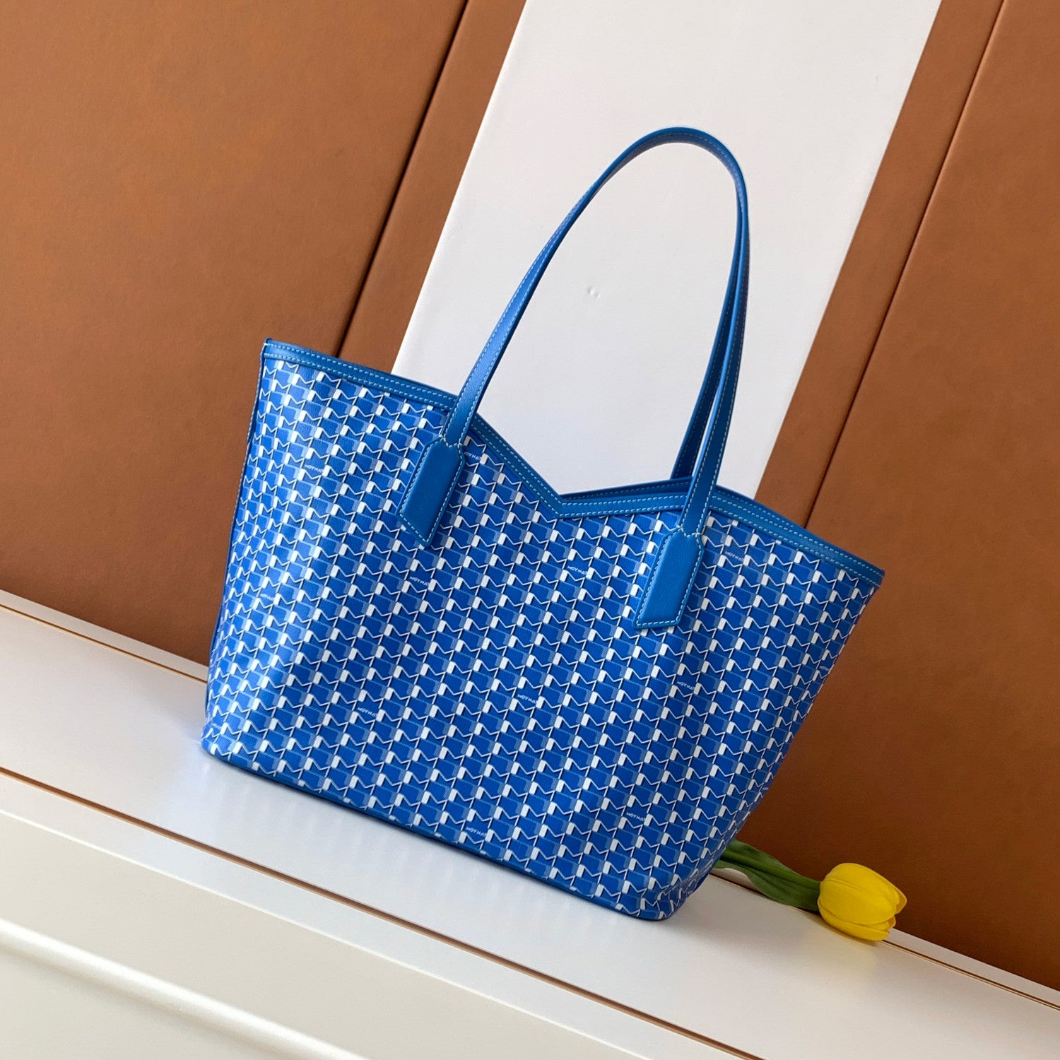 Moynat M Canvas Women's Classic Blue Canvas Tote Bag with Hook Closure Handheld and Shoulder Bag Bags #78698