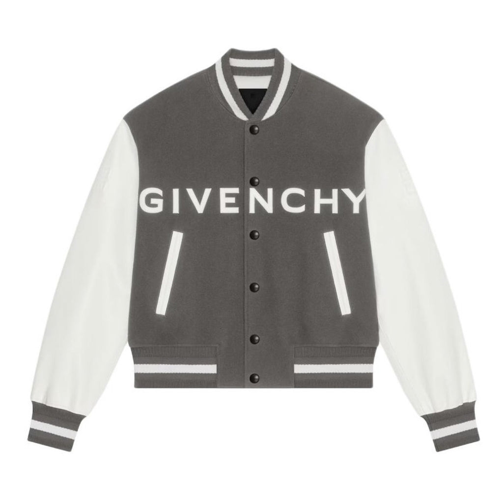 Givenchy Men's Autumn and Winter Color Blocking Single Breasted Wool and Leather Hooded Jacket #74364
