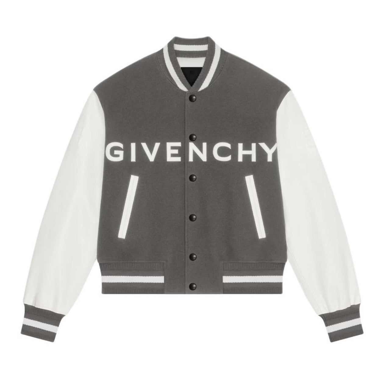 Givenchy Men's Autumn and Winter Color Blocking Single Breasted Wool and Leather Hooded Jacket #74364