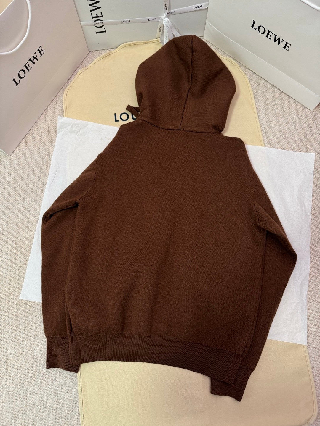 Loewe Zip-up hoodie in wool Brown #334661