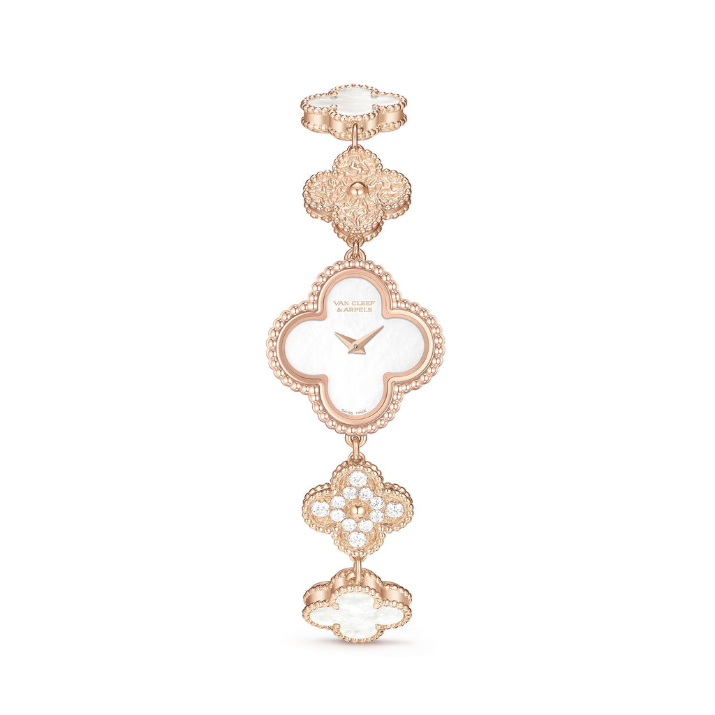 Van Cleef & Arpels Sweet Alhambra Four Leaf Clover Jewelry Watch in 18K Genuine Gold #97153