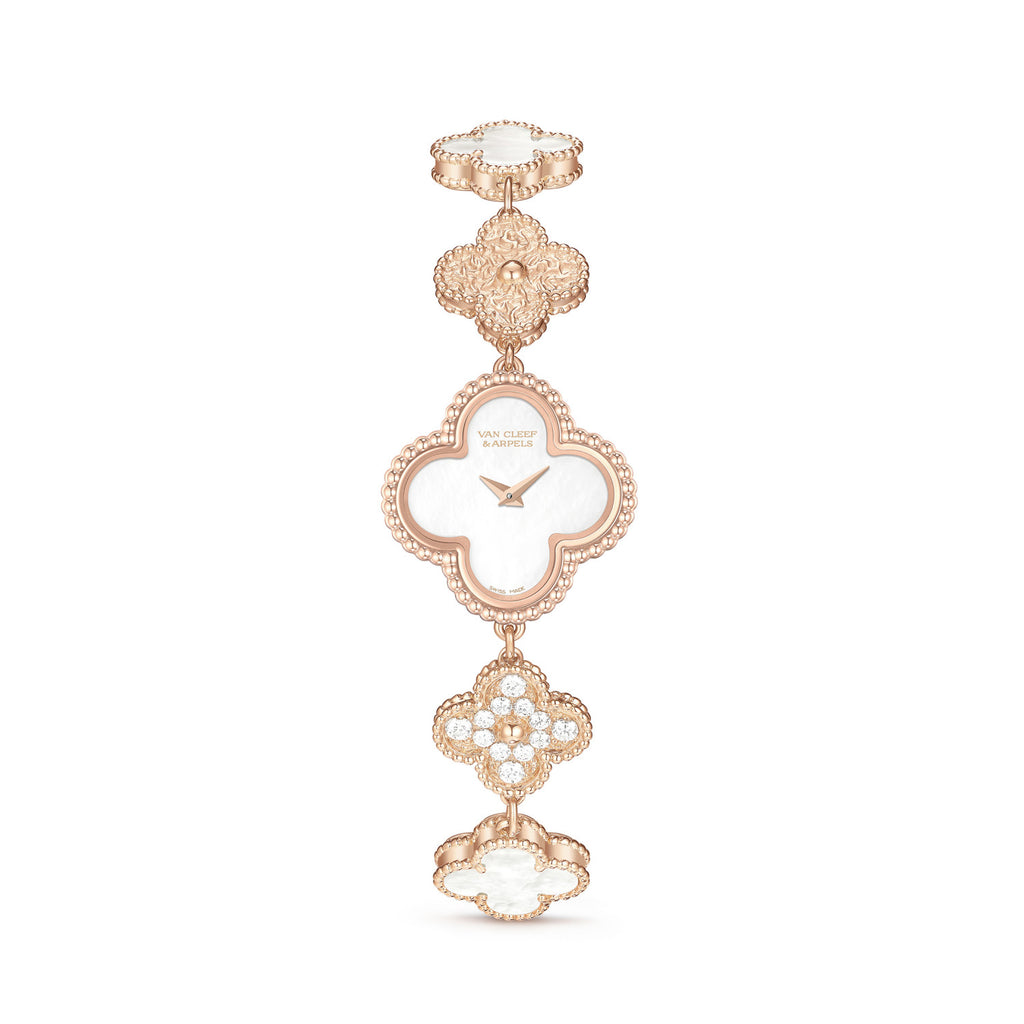 Van Cleef & Arpels Sweet Alhambra Four Leaf Clover Jewelry Watch in 18K Genuine Gold #97153