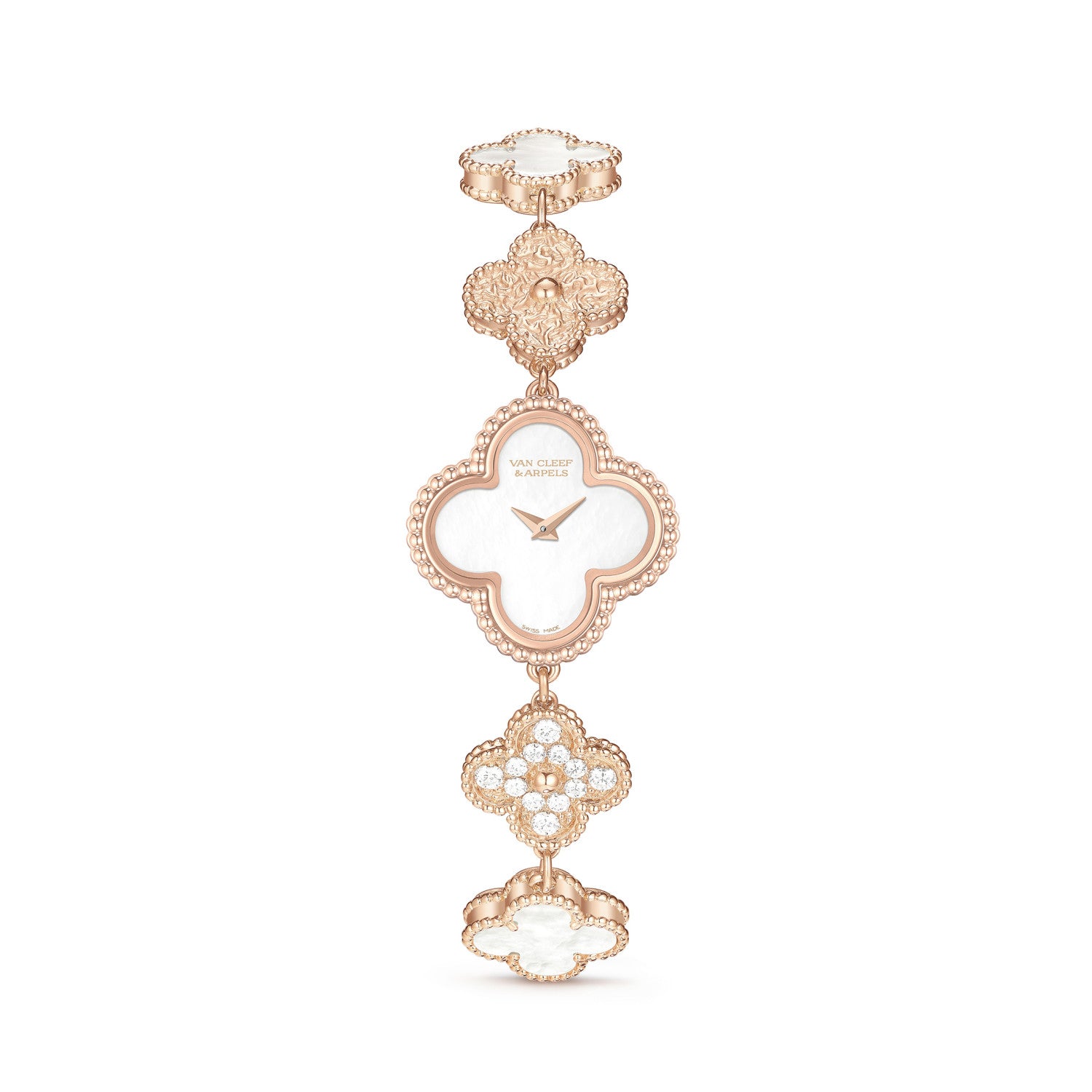 Van Cleef & Arpels Sweet Alhambra Four Leaf Clover Jewelry Watch in 18K Genuine Gold #97153