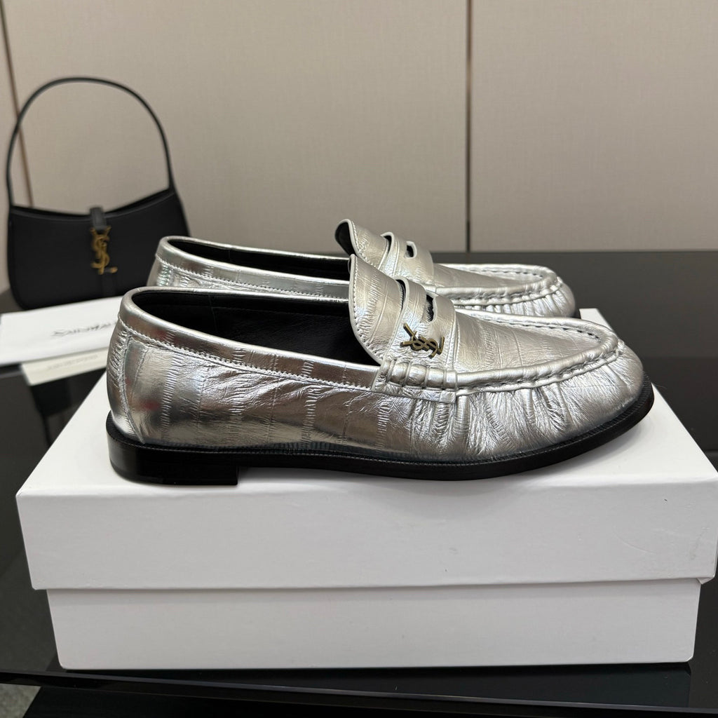 Saint Laurent Women's Autumn/Winter Fashion Casual Sheepskin Suede Round Toe Slip On Flat Loafers Casual Shoes #78376