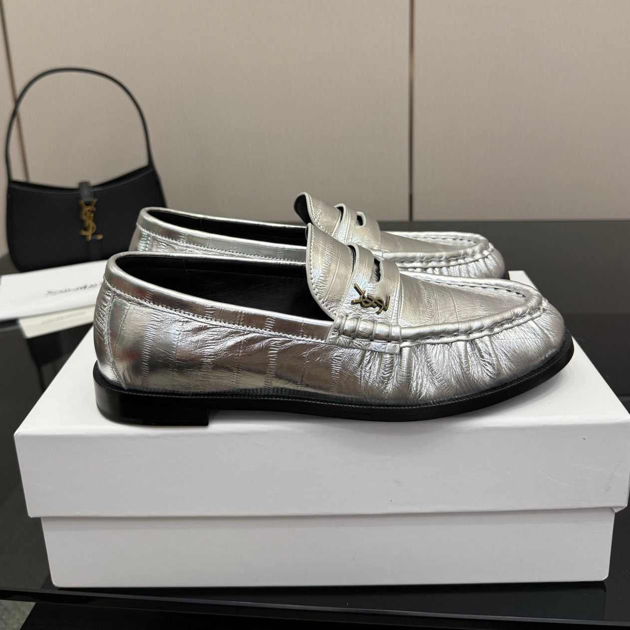 Saint Laurent Women's Autumn/Winter Fashion Casual Sheepskin Suede Round Toe Slip On Flat Loafers Casual Shoes #78376