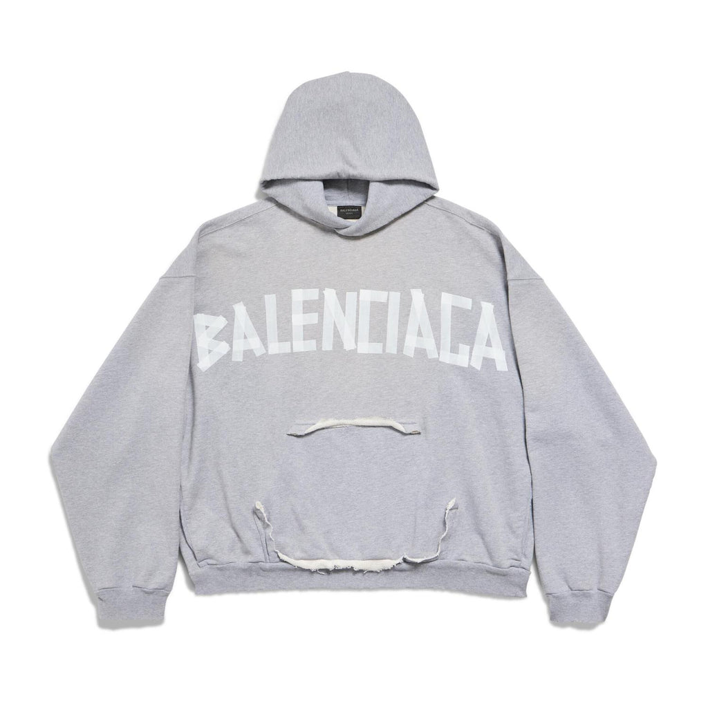 Balenciaga Men's Spring and Autumn Gray Letter Logo Printed Hooded Long Sleeve Sweatshirt Pullover #73489