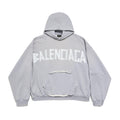 Balenciaga Men's Spring and Autumn Gray Letter Logo Printed Hooded Long Sleeve Sweatshirt Pullover #73489
