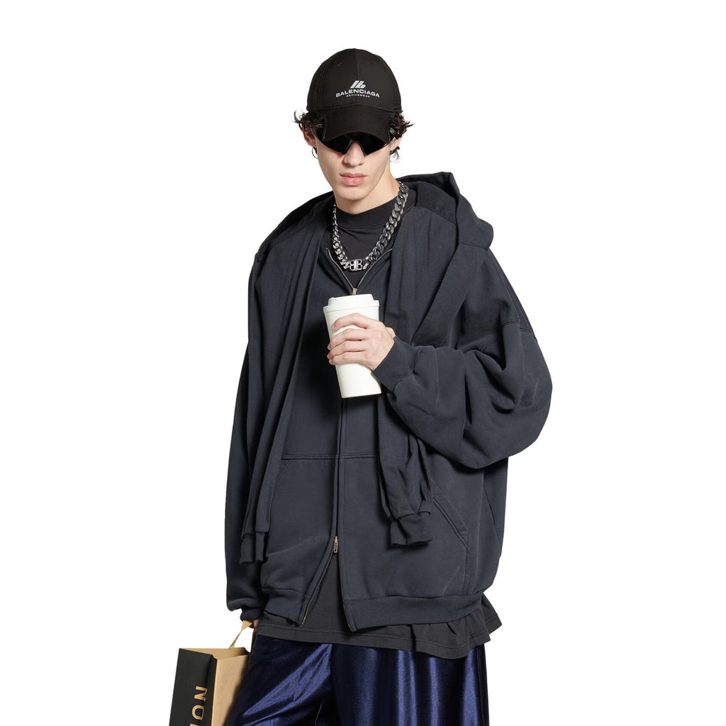 Balenciaga Men's Women's Spring And Autumn Cotton UNITY Sports Icon Incognito Zipper Patchwork Loose Long Sleeve Hoodie Sweatshirt Ngvp #9197