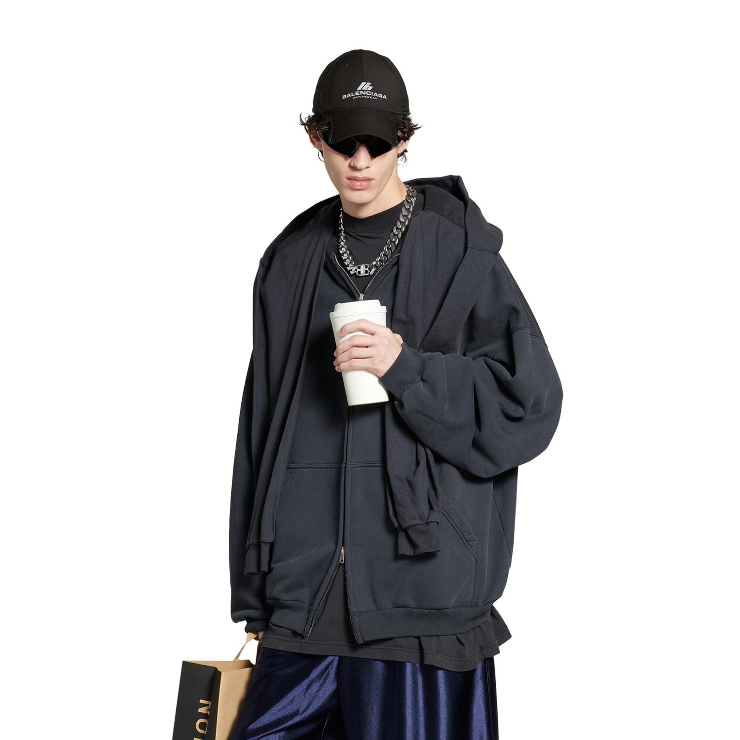 Balenciaga Men's Women's Spring And Autumn Cotton UNITY Sports Icon Incognito Zipper Patchwork Loose Long Sleeve Hoodie Sweatshirt Ngvp #9197
