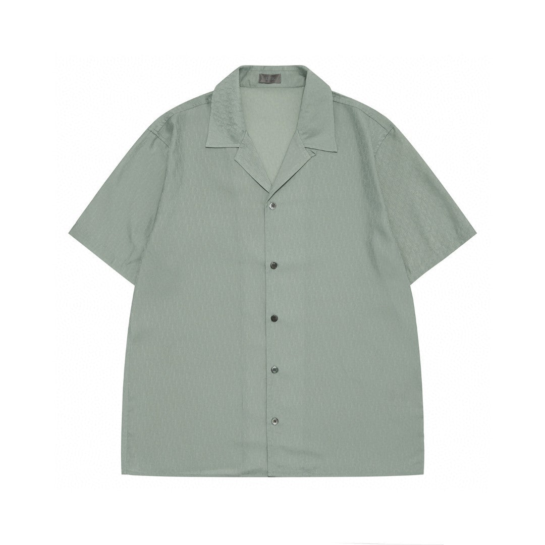 Dior Men's Summer Solid Color Letter Printed V-Neck Single Breasted Short Sleeve Shirt #76919