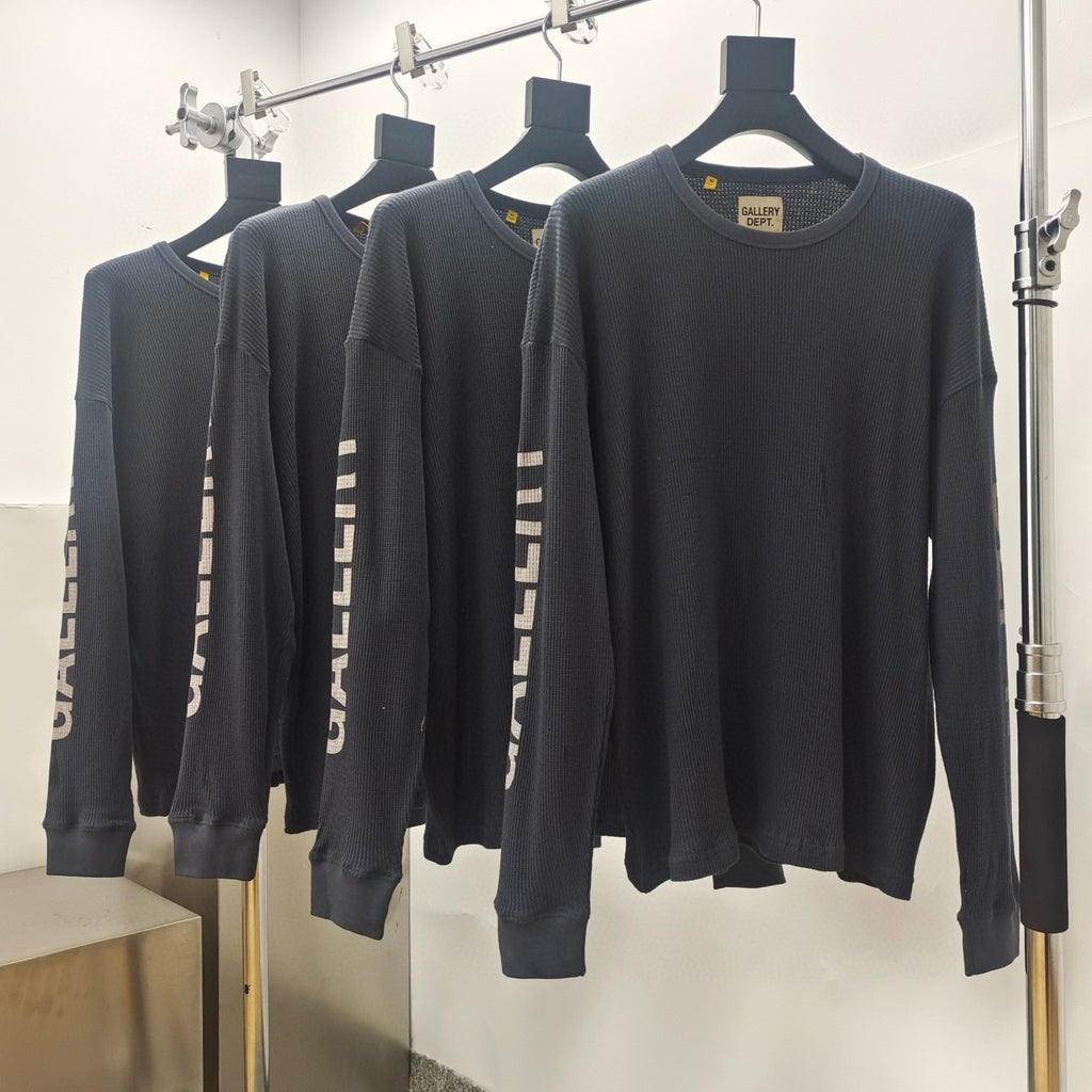 Gallery Dept Men's and Women's Spring and Autumn Letters Retro Washed Round Neck Cotton Pullover Long Sleeve Knit Sweater #99262