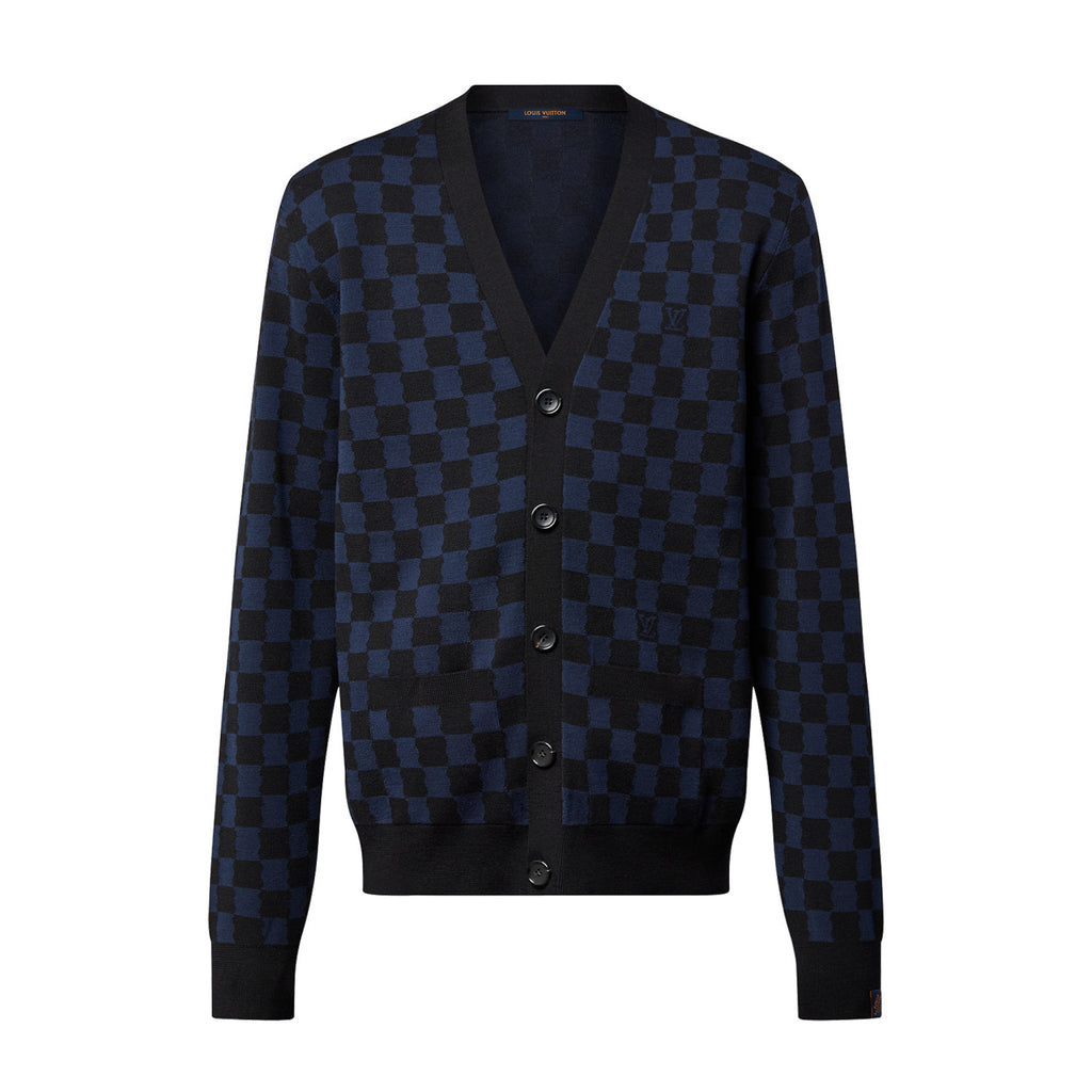 Louis Vuitton Men's Autumn And Winter V-neck Plaid Loose Wool Single Breasted Long Sleeved Jumper Jacket #99332