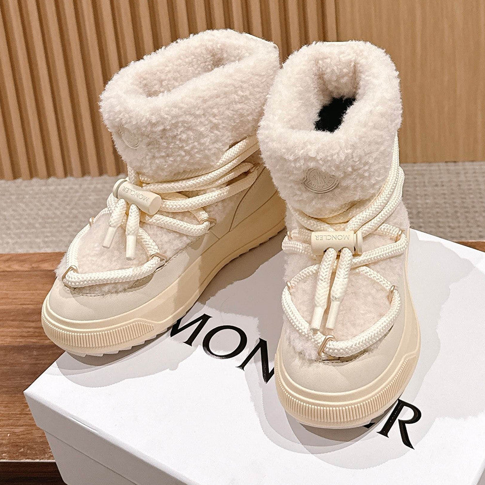 Moncler Light Beige Moncler Altive Mid Teddy Snow Boots #334369