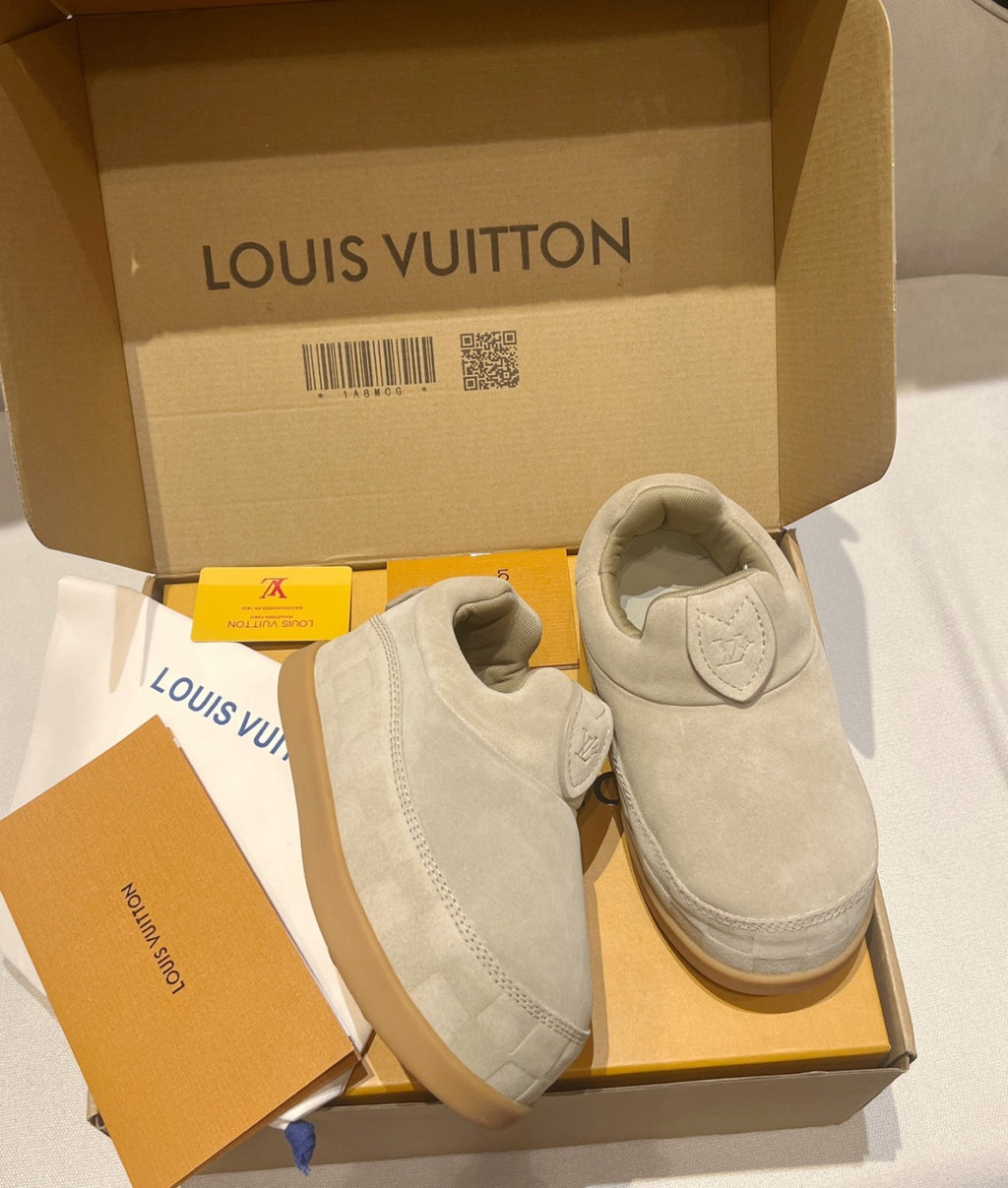 Louis Vuitton LV Yeti Men's And Women's Winter Fashion Casual Round Toe Slip On Suede Flat Low Top Thick-Sole Snow Boots Shoes #78812