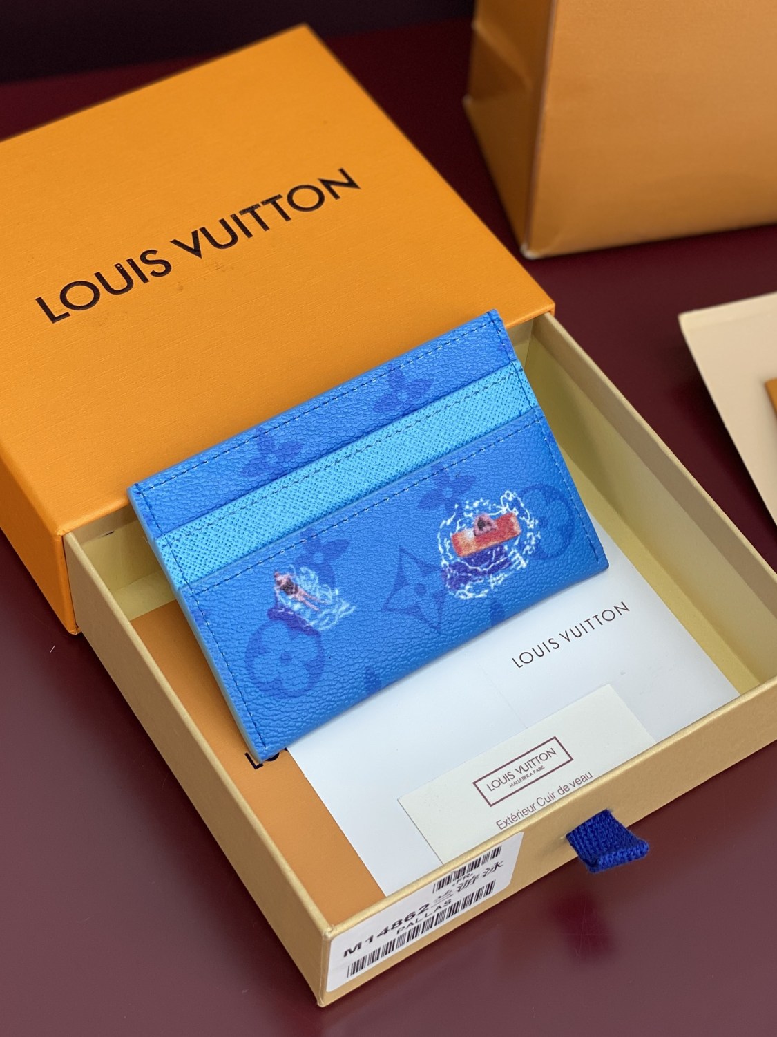 Louis Vuitton Double Men's Solid Color Logo Print Holiday Sports Series Leather Card Holder Wallet Bag Bags #77331