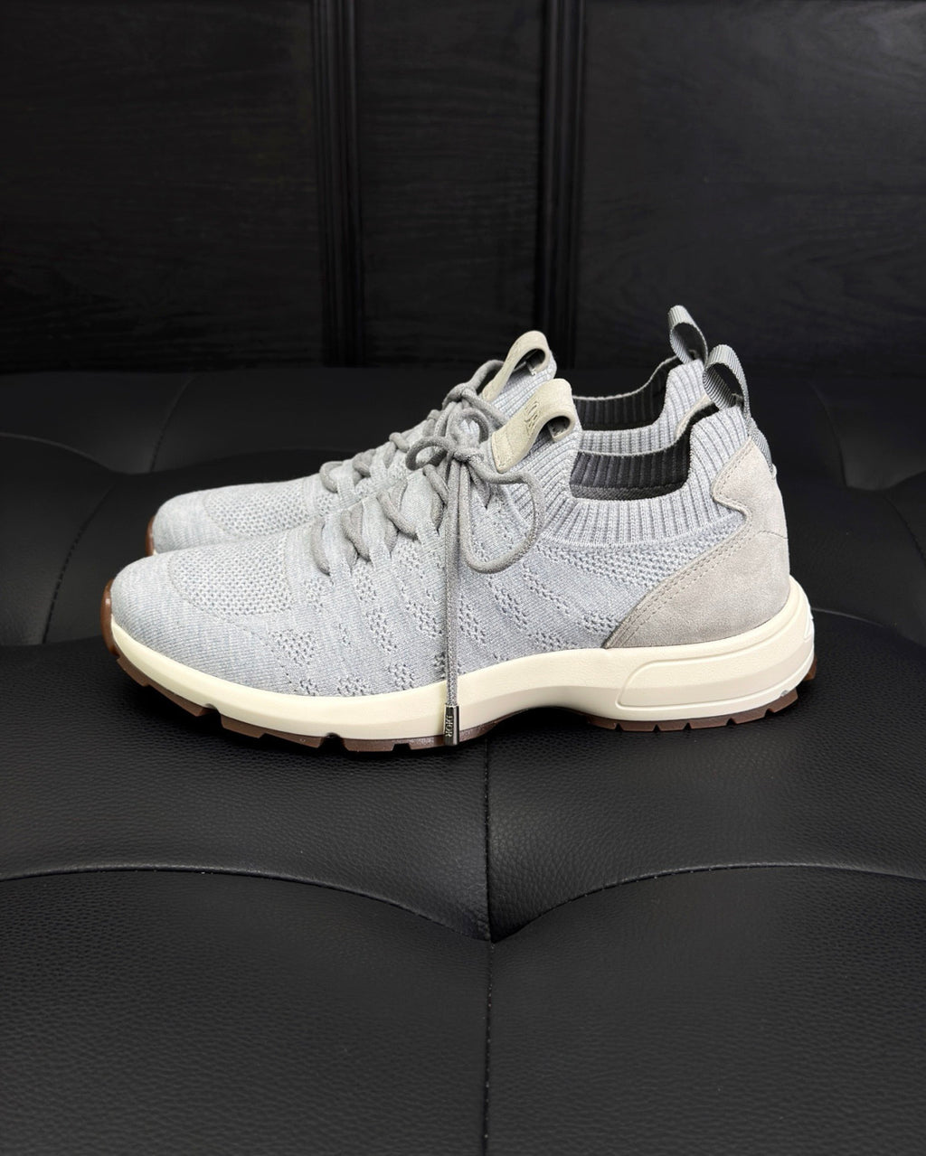 DIOR B80 Lounge Sneaker Dior Gray Cannage Cashmere Wool and Silk Knit with Dior Gray Suede#336623