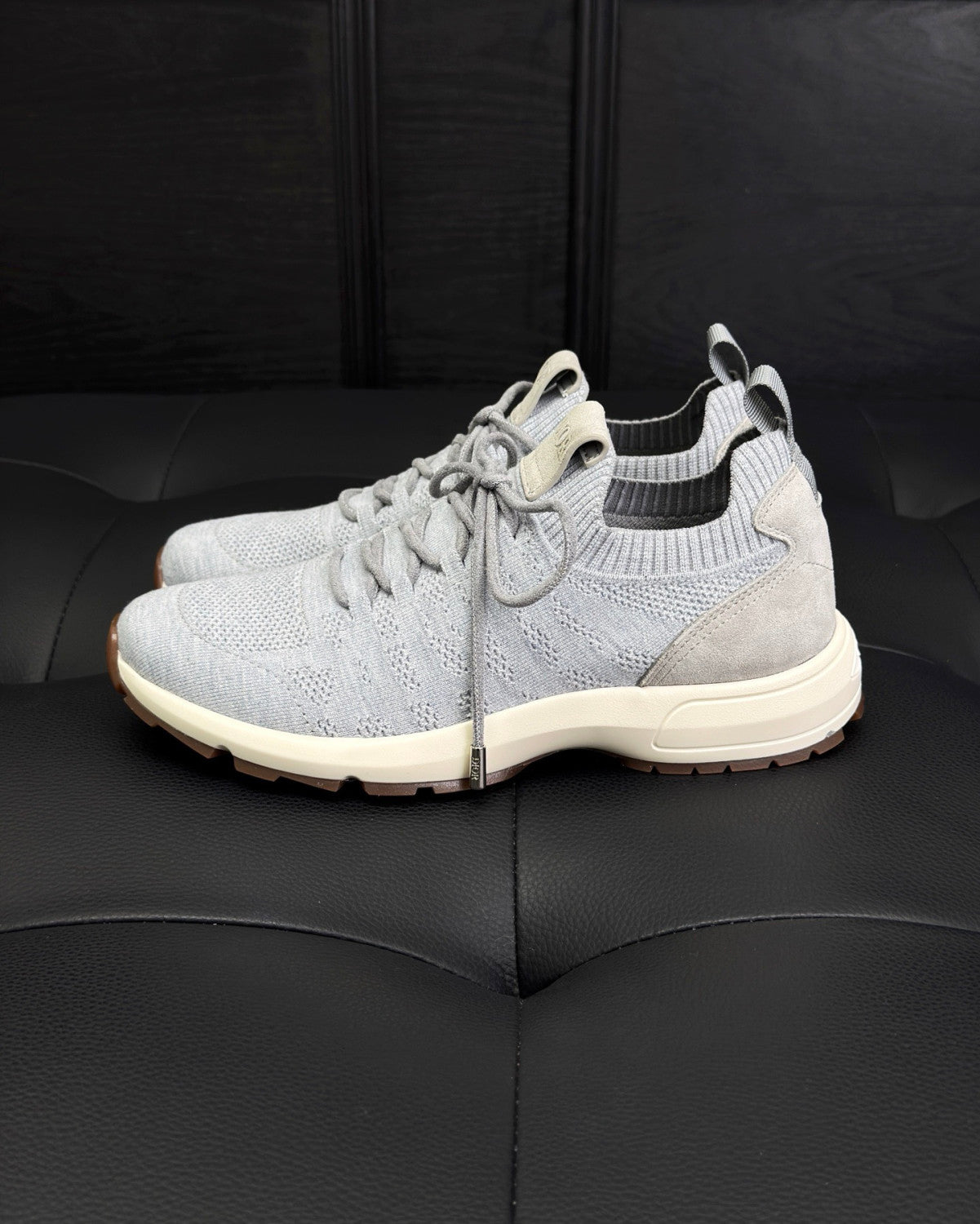 DIOR B80 Lounge Sneaker Dior Gray Cannage Cashmere Wool and Silk Knit with Dior Gray Suede#336623