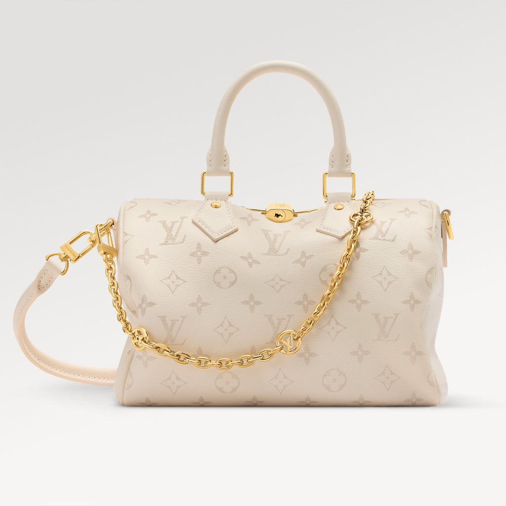Louis Vuitton Speedy Bandoulière 25 Handbag Classic Monogram Tote Crossbody Bag Gold Chain Handbag Bags M26691 #193982