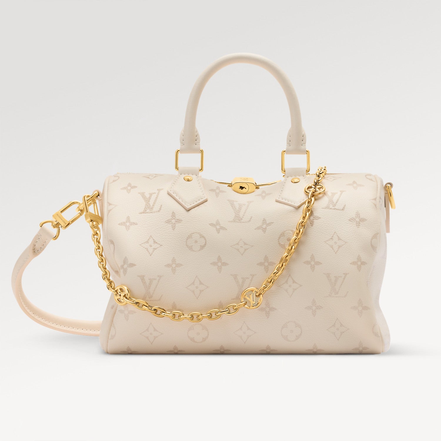 Louis Vuitton Speedy Bandoulière 25 Handbag Classic Monogram Tote Crossbody Bag Gold Chain Handbag Bags M26691 #193982