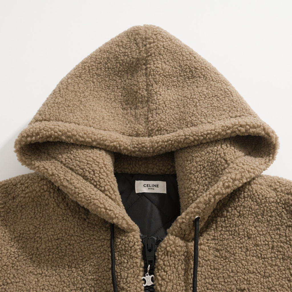 Celine Hooded Jacket in Wool and Cotton Fleece #333474