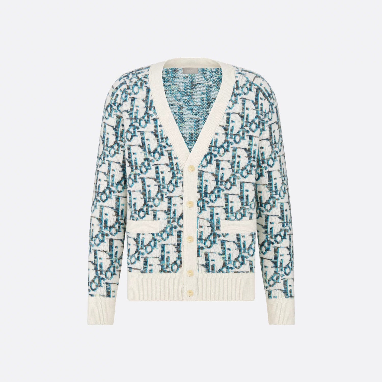 Dior Men's And Women's Spring/summer Fashion Casual Sheep Wool Jacquard Fabric Oblique Print Single Breasted V-neck Long Sleeved Sweater Knitted Cardigan #78296