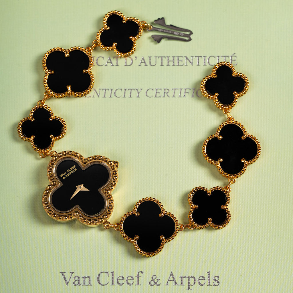 Van Cleef&Arpels Alhambra Watch Small Model Color Silver Gold Rose Gold Lucky Clover Quartz Movement Onyx Shell Watch Accessories #81415