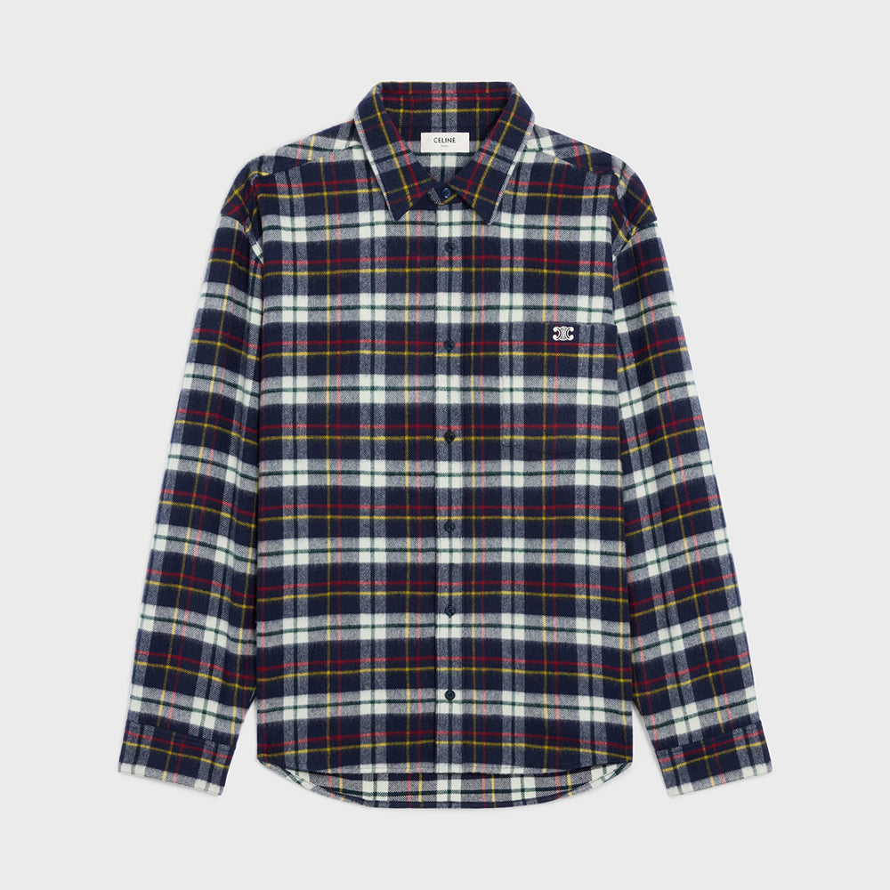 Celine Relaxed Shirt in Brushed Checked Wool #335061