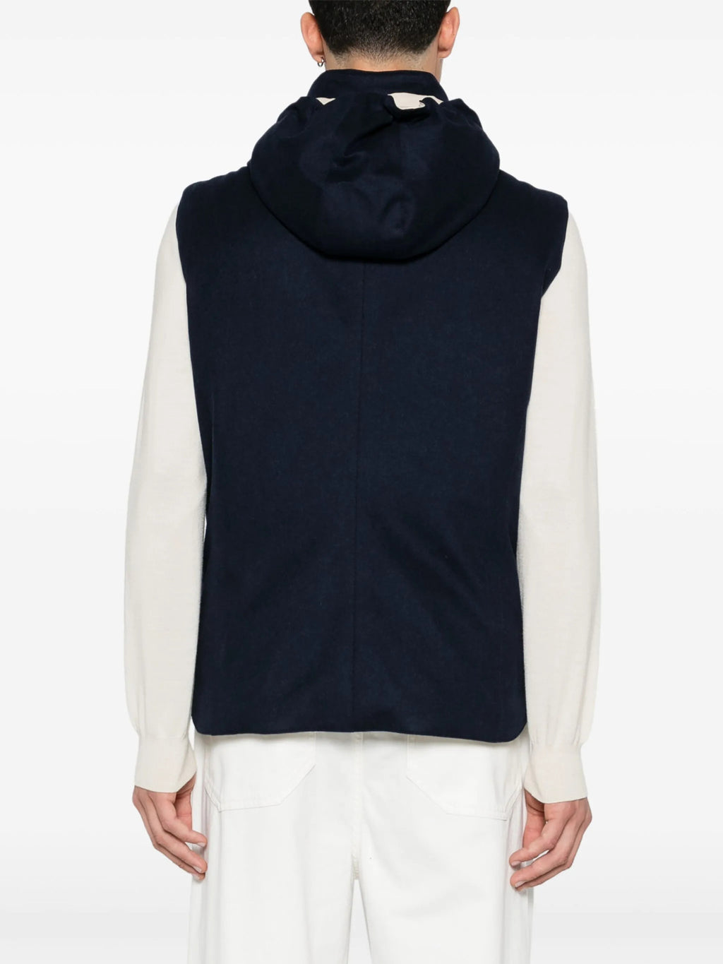 Brunello Cucinelli Men's Spring/Autumn Detachable Hooded Solid Color Single-Breasted Bonded Wool Flannel Down Vest Ngvp #2293