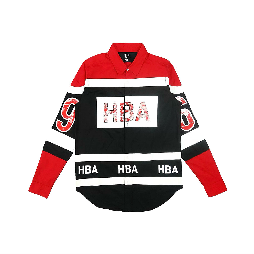 HOOD BY AIR Embroidered Shirt Hba Hba14ss Racing Shirt Carti Same Men's Spring And Fall Trend High Street Retro Color Blocking Shirt Jacket Ngvp #2414