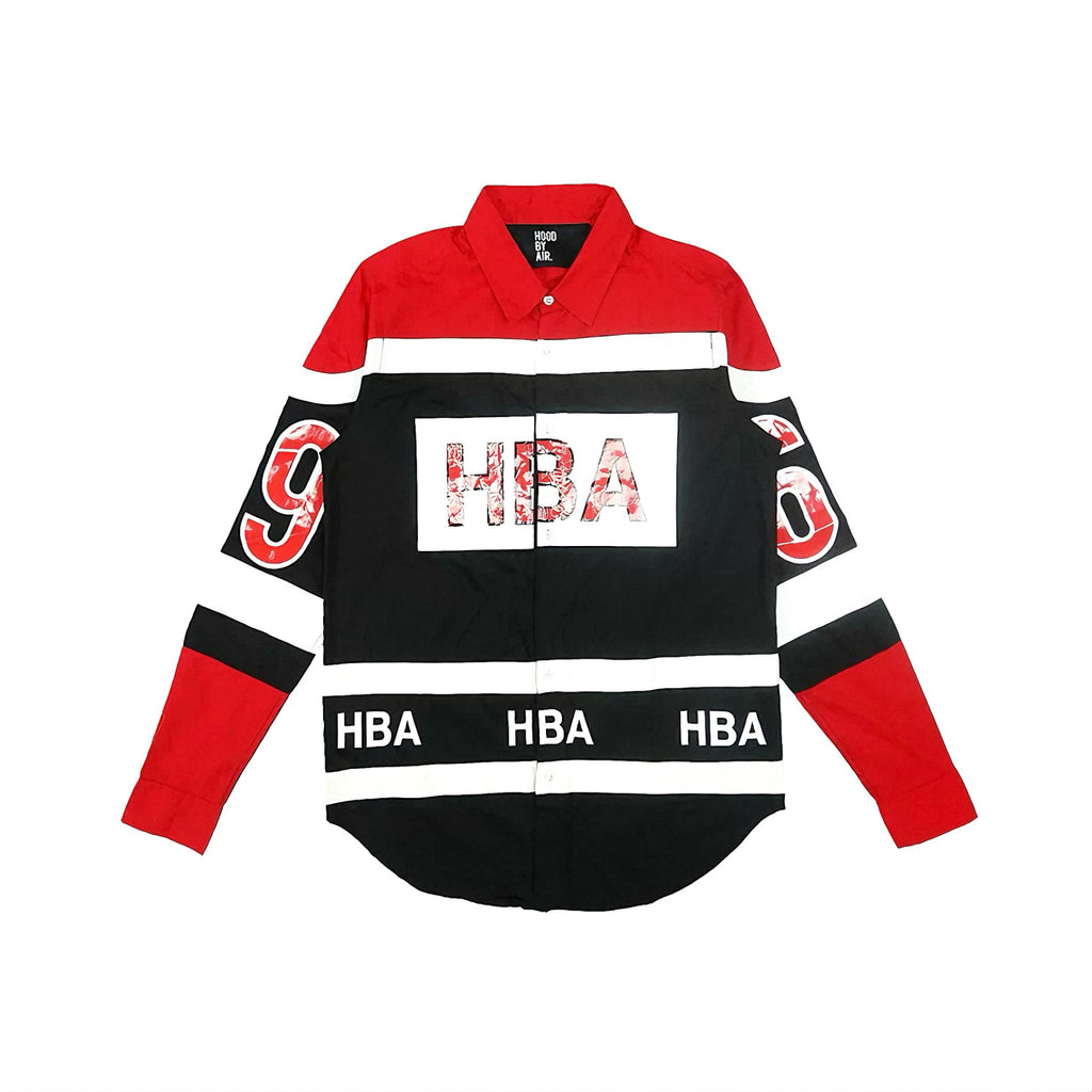 HOOD BY AIR Embroidered Shirt Hba Hba14ss Racing Shirt Carti Same Men's Spring And Fall Trend High Street Retro Color Blocking Shirt Jacket Ngvp #2414