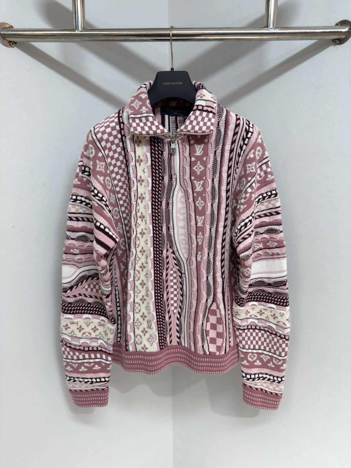 Louis Vuitton Men's Spring/fall Fashion Casual Jacquard Pattern Half zip High neck Pullover Sweatshirt #78482