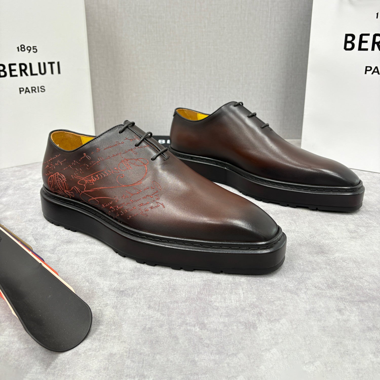 Berluti Men's Spring/Fall Classic Elegant Leather-Sourced Elastic Formal Midsole Dress Shoes #78574