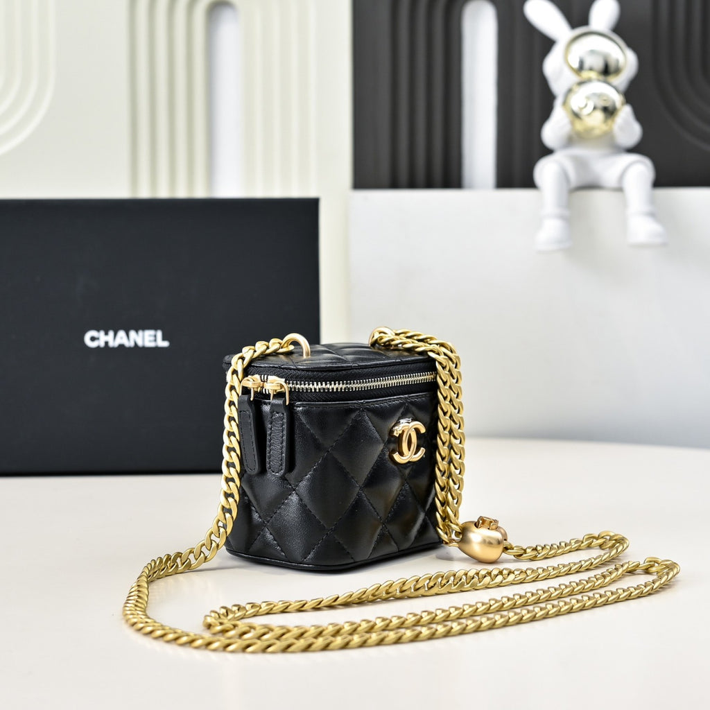 Chanel Women's Solid Color Chain Shoulder Grain Embossed Calfskin Box Bag Tote Shoulder Bags #75941