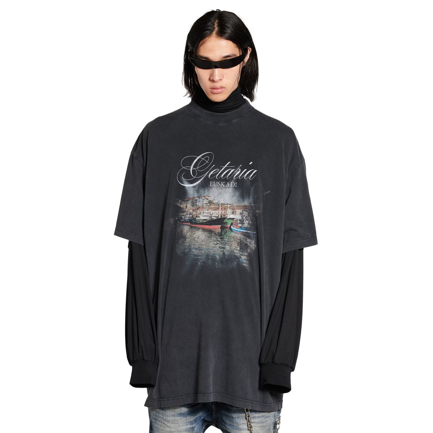 Balenciaga Men's Summer Logo Printed Faded Solid Color Round Neck Pullover Oversized Getaria Short Sleeve T-shirt Ngvp #9937