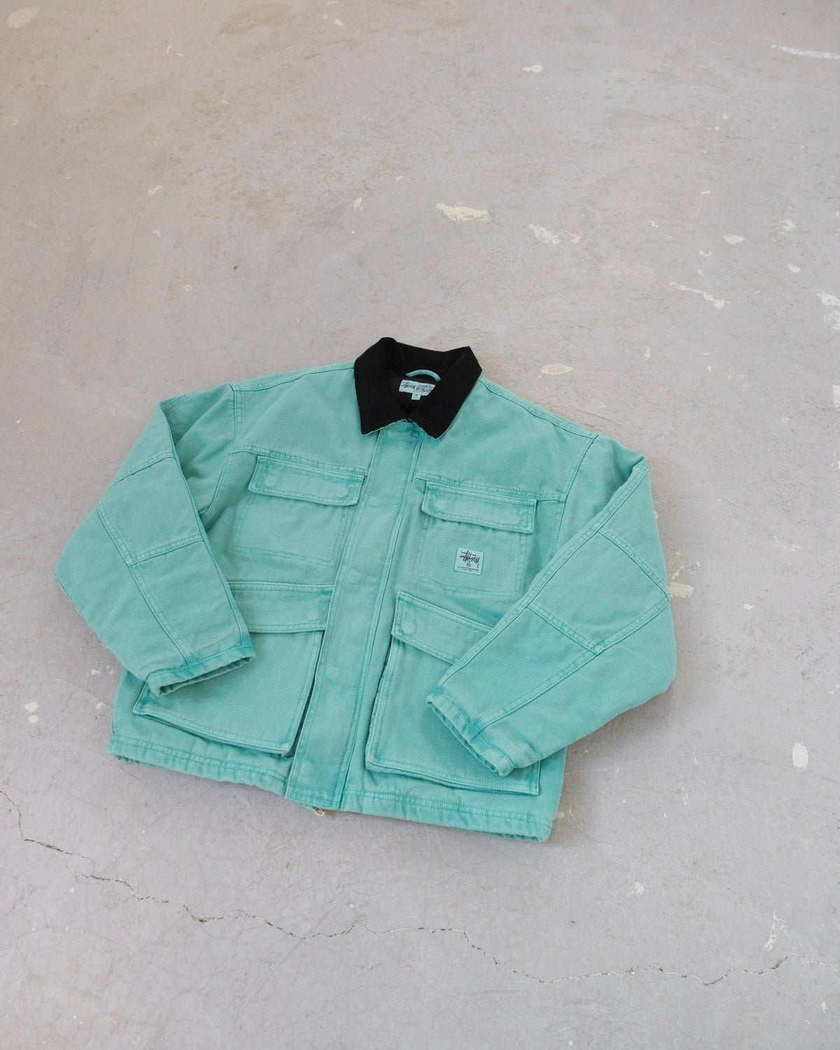 Stussy Men's Autumn and Winter Solid Color Pocket Zipper Warm Workwear Long Sleeve Jacket #73616