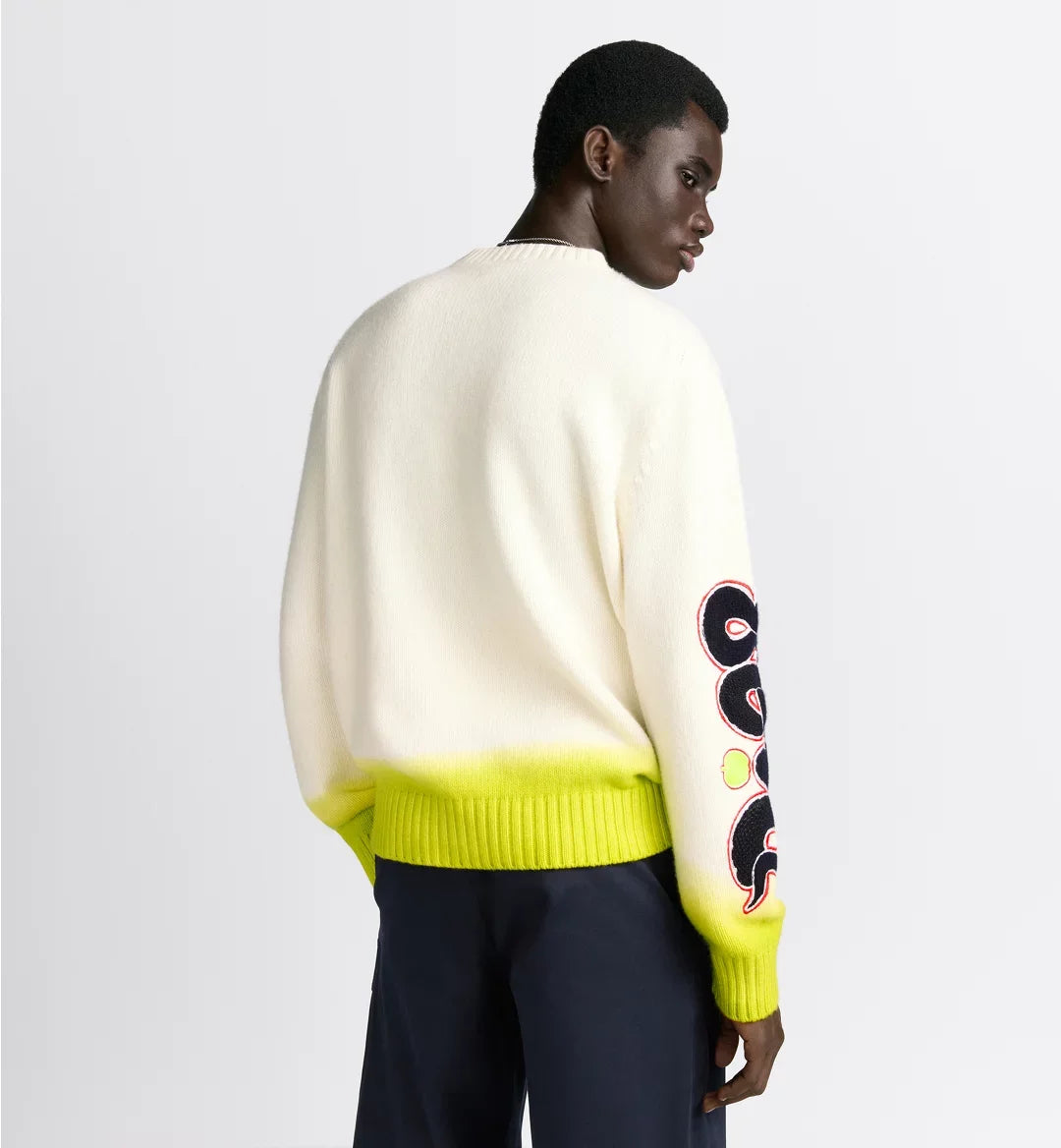 Dior Men's Dior And Kaws Sweater Spring. Fall And Winter Embroidered Crew Neck Gradient Long Sleeve Sweater #71836