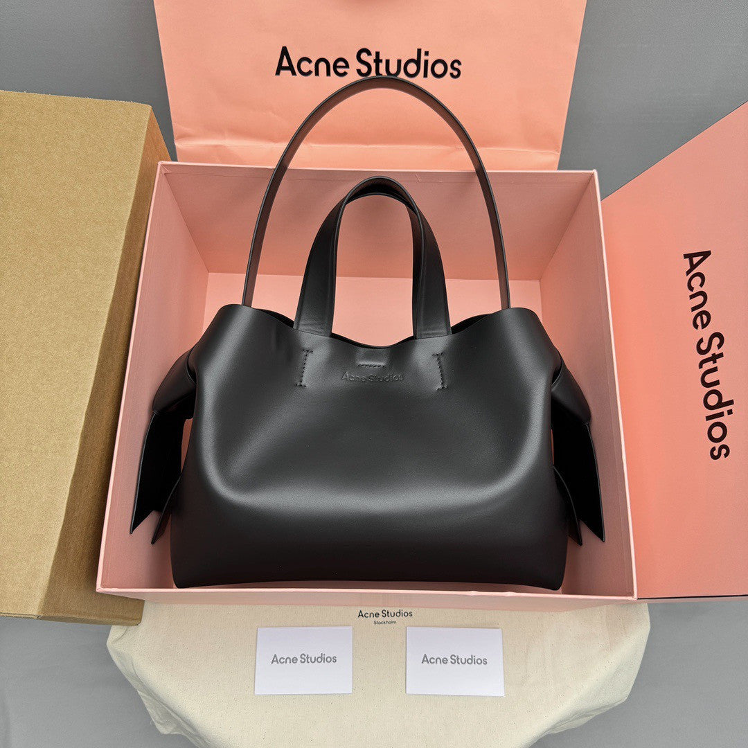 Acne Studios Tote Twisted Knot Decoration Engraved Logo Magnetic Closure Crossbody Bag #332333