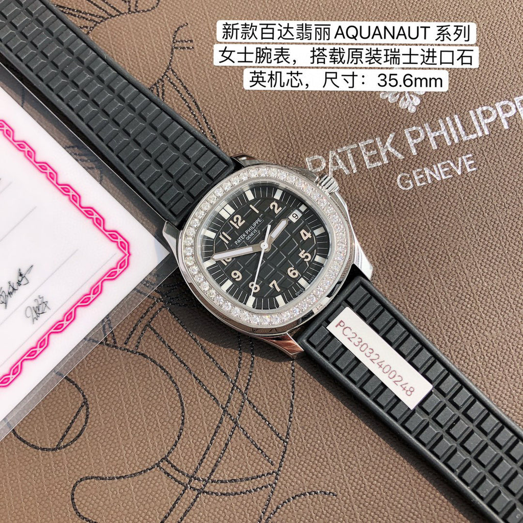 Patek Philippe Mechanical Watches With Diamonds On Silicone Straps Watch #96352