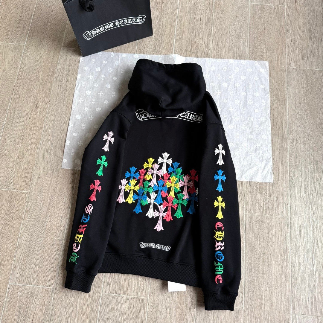 Chrome Hearts Classic 925 Silver Zipper Pull Colorful Horseshoe Zip Sweatshirt #333188