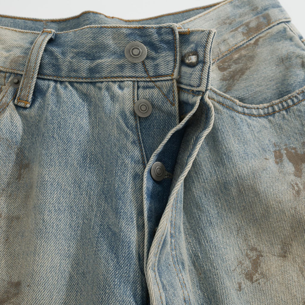 Men's Four Seasons Do Old Low Waist Zipper Closure Solid Color Cotton Loose Denim Jeans Autonomous Label-Free Casual Pants Ngvp #9922