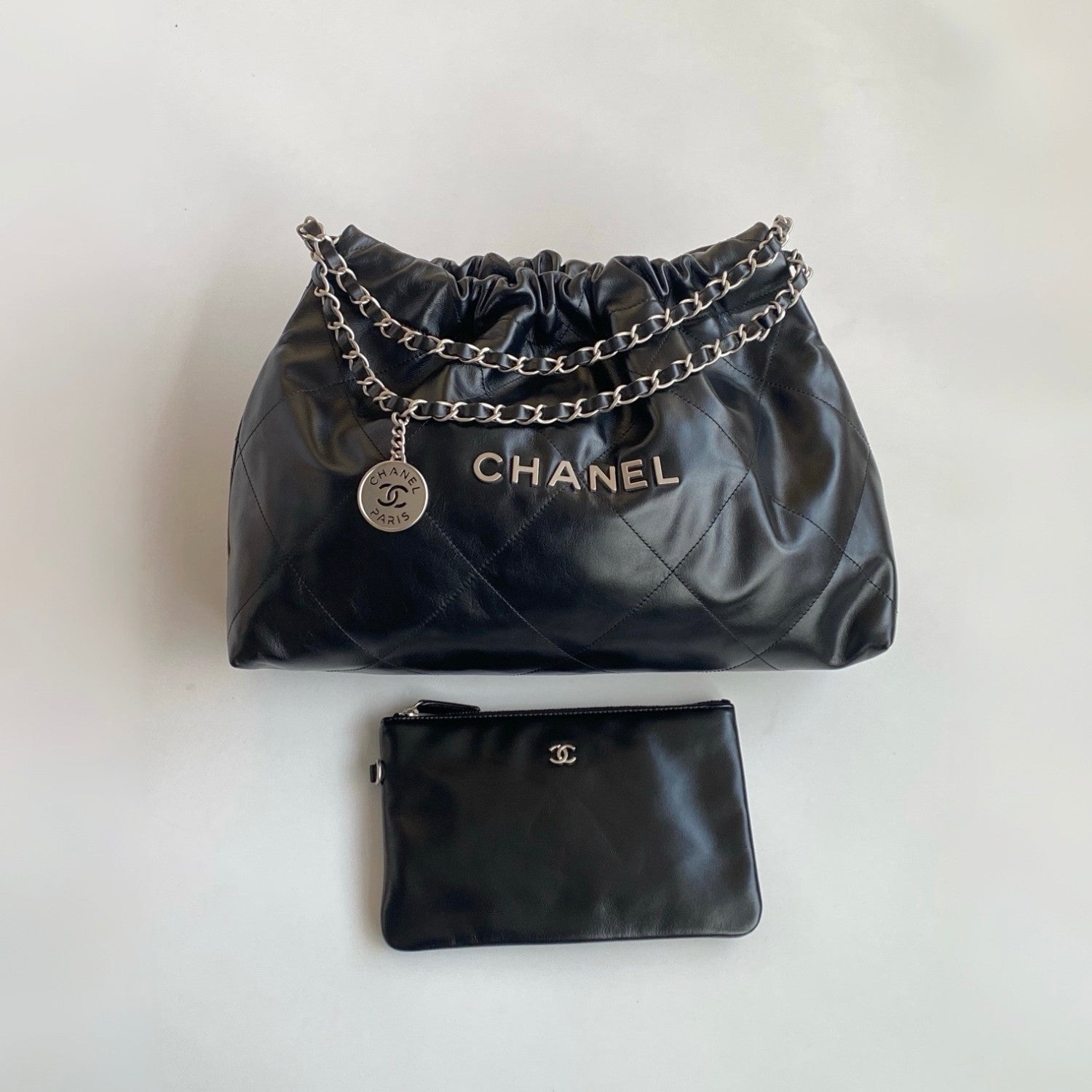 Chanel Maxi Shopping Bag Shint Calfskin Glold Tone Metal Black #335960