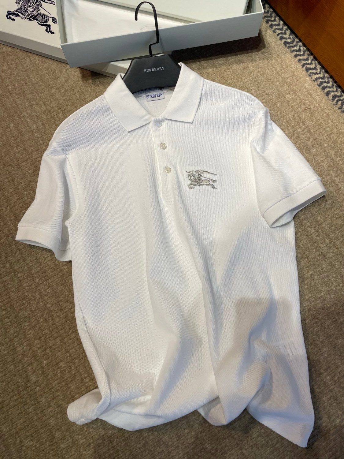 Burberry Metallic EKD Cotton Polo Shirt in Black #377794