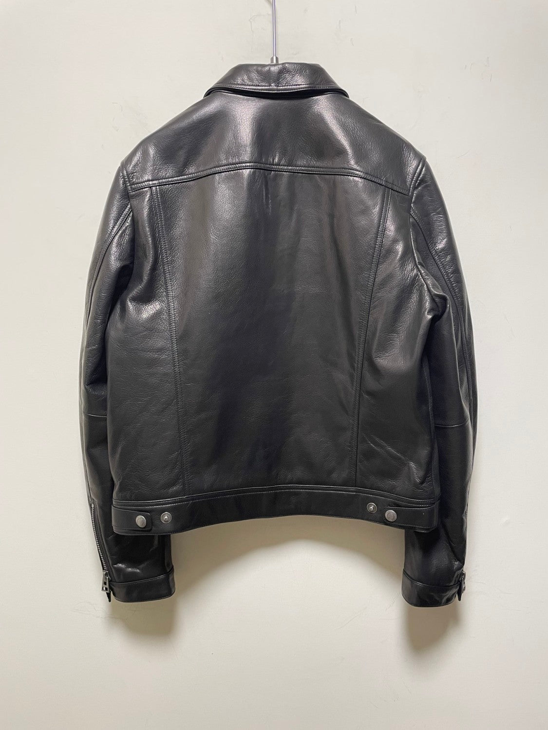 Tom Ford Men's Icon Leather Zip Blouson Winter Black Leather Zip Lapel Biker Jacket #97484