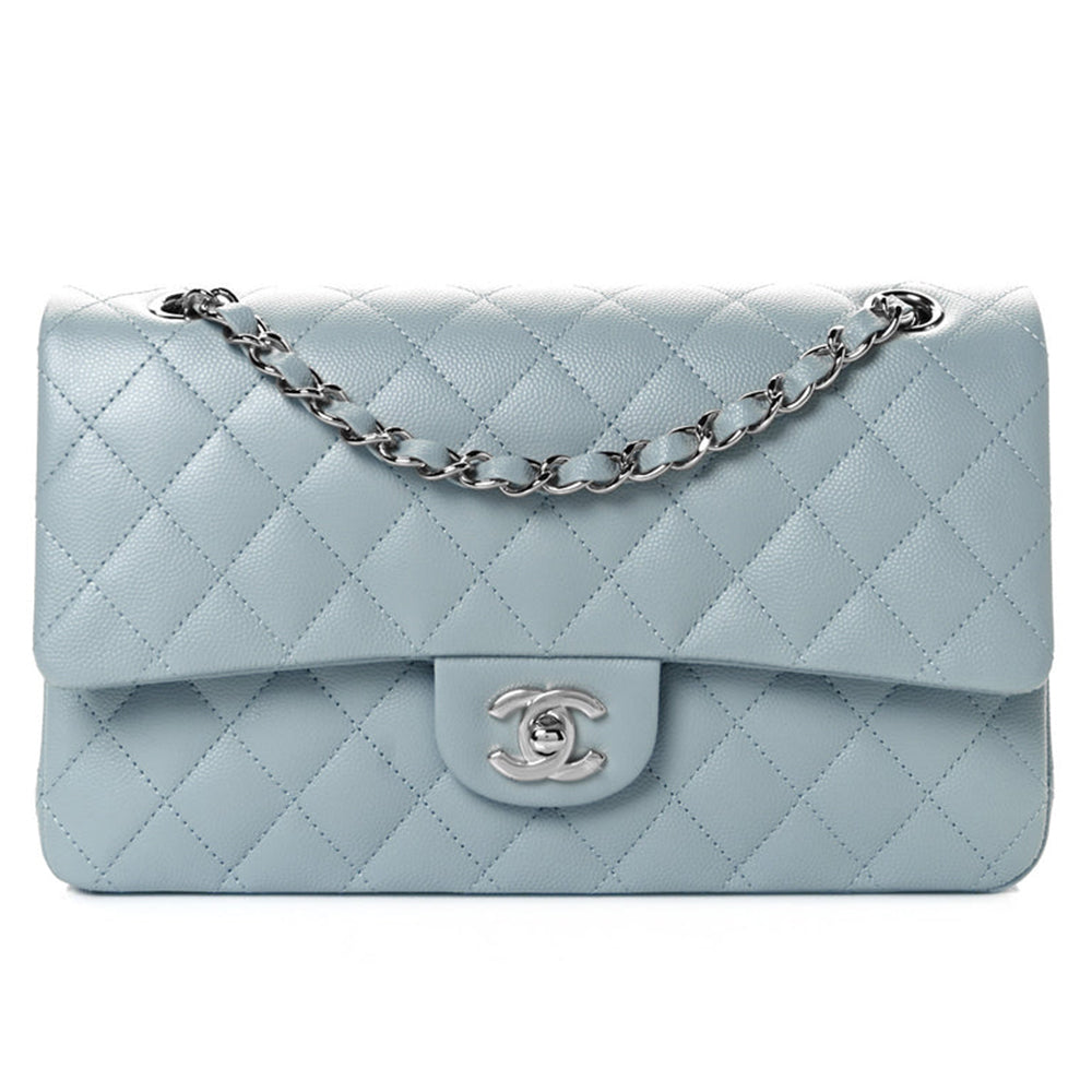 Chanel Classic Medium Flap Bag With A Silver Chain Shoulder Strap A Timeless Versatile Classic Metallic-colored Leather Tends To Fade Easily Lady Bags #197116
