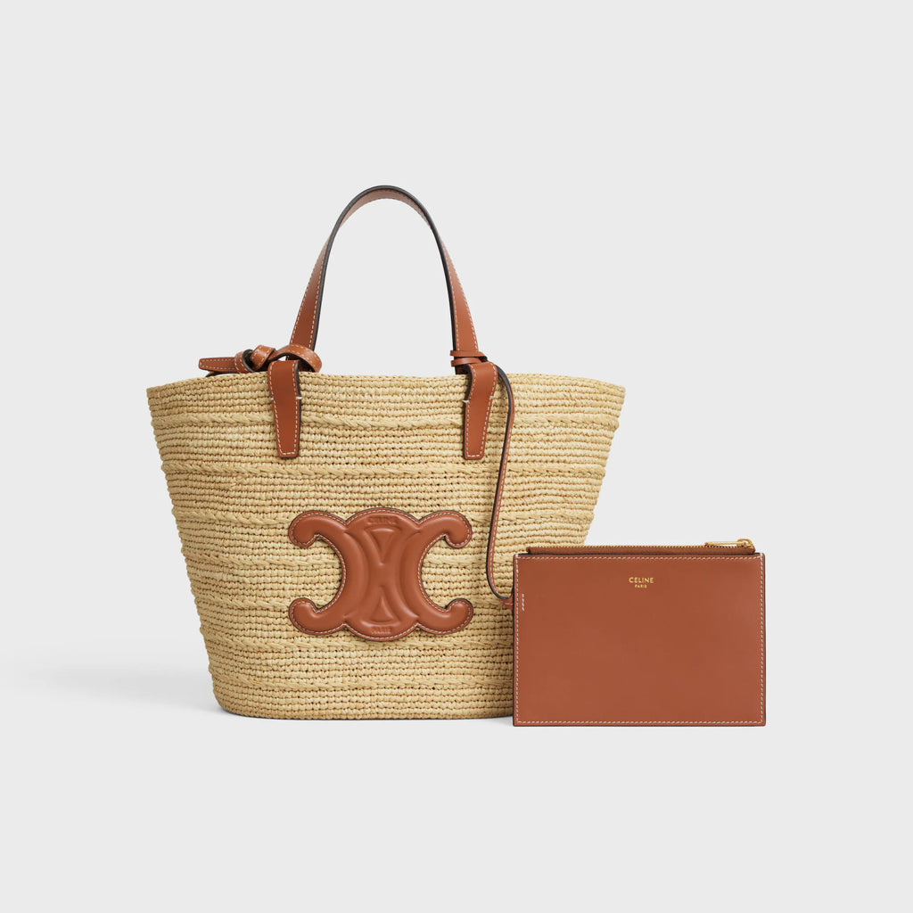 Celine Women's Teen Supple Classic Panier In Raffia Logo Calfskin Pure Color Casual Shoulder Handbag Tote Bag Bags 115802FF7.04LU #81278