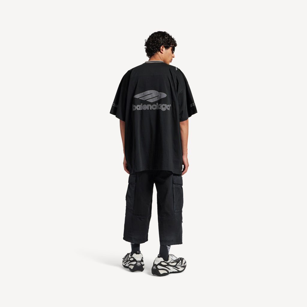 Balenciaga Top-Quality Version Men's 3b Football V-neck T-shirt Oversized Black Anthracite  #336374